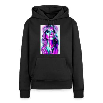 Femme avec des bijoux - Sweat à capuche Premium bio Femme - noir - Devant - Julia (174cm)