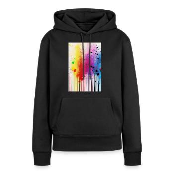 Farbspritzer und Linien - Frauen Premium Bio Hoodie - Schwarz - Vorne - Julia (174cm)