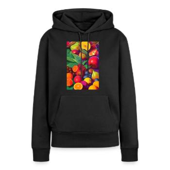 Früchte - Frauen Premium Bio Hoodie - Schwarz - Vorne - Julia (174cm)