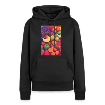 Früchte - Frauen Premium Bio Hoodie - Schwarz - Vorne - Julia (174cm)