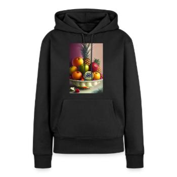 Früchte - Frauen Premium Bio Hoodie - Schwarz - Vorne - Julia (174cm)