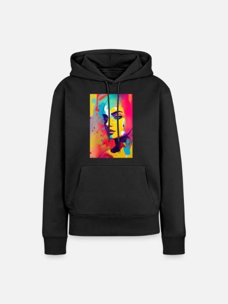Abstrakt kunst - Premium økologisk hettegenser for kvinner - svart