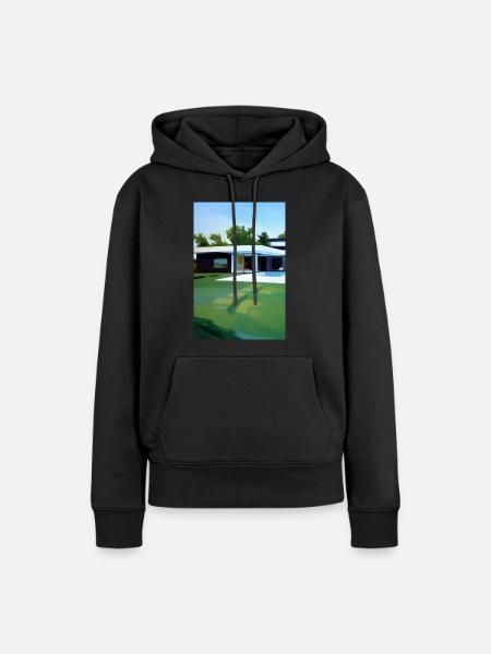 Weiße Villa mit Pool - Frauen Premium Bio Hoodie - Schwarz