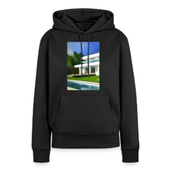 Villa blanche avec piscine - Sweat à capuche Premium bio Femme - noir - Devant - Julia (174cm)