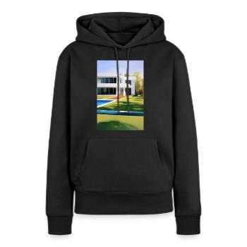 Villa blanche avec piscine - Sweat à capuche Premium bio Femme - noir - Devant - Julia (174cm)
