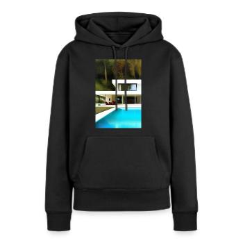 Villa blanche avec piscine - Sweat à capuche Premium bio Femme - noir - Devant - Julia (174cm)