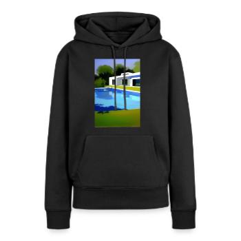 Villa blanche avec piscine - Sweat à capuche Premium bio Femme - noir - Devant - Julia (174cm)