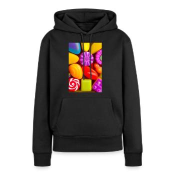 Bonbons - Sweat à capuche Premium bio Femme - noir - Devant - Julia (174cm)