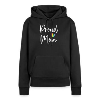 Maman fière - Sweat à capuche Premium bio Femme - noir - Devant - Julia (174cm)