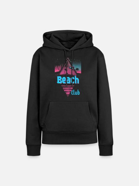 Beach Club Retrowave - Frauen Premium Bio Hoodie - Schwarz