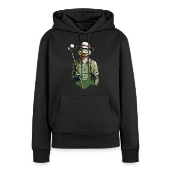 Krokodil Golfer Golfspieler Streetwear Design - Frauen Premium Bio Hoodie - Schwarz - Vorne - Julia (174cm)