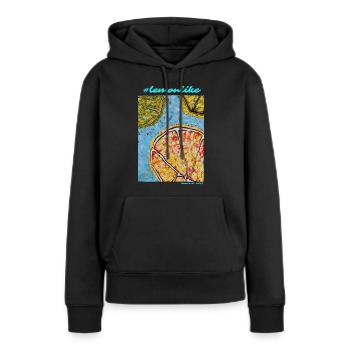 #lemonlike - Sweat à capuche Premium bio Femme - noir - Devant - Julia (174cm)