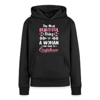Célébration de l’émancipation féminine de la femme - Sweat à capuche Premium bio Femme - noir - Devant - Julia (174cm)