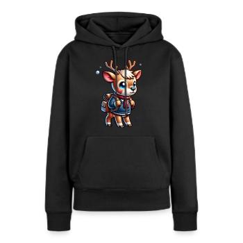 École Renne Écolier Écolier Temps Scolaire Noël - Sweat à capuche Premium bio Femme - noir - Devant - Julia (174cm)