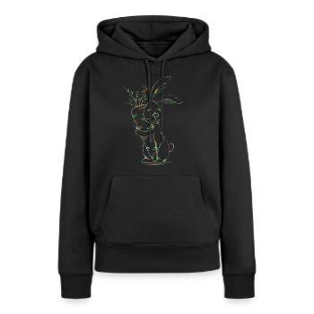 Bunter Neonhase mit Karotten - Frauen Premium Bio Hoodie - Schwarz - Vorne - Julia (174cm)