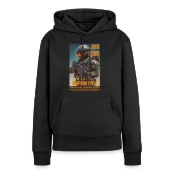 Infanterie mobile - Sweat à capuche Premium bio Femme - noir - Devant - Julia (174cm)