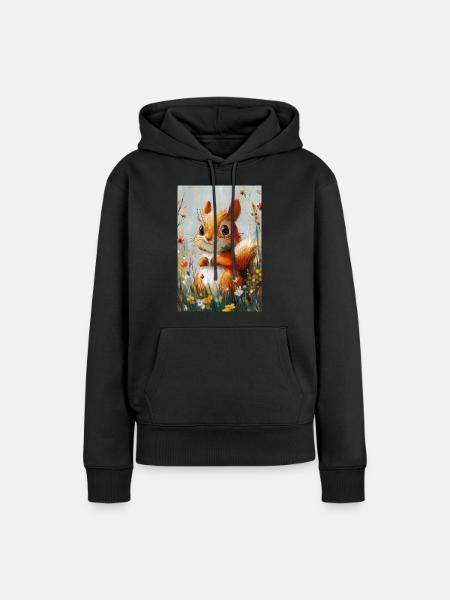 Illustration eines Eichhörnchens - Frauen Premium Bio Hoodie - Schwarz