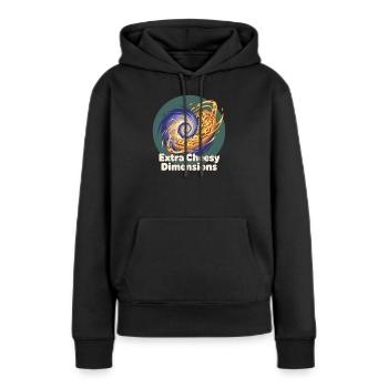 Pizza aux dimensions extra fromagées - Sweat à capuche Premium bio Femme - noir - Devant - Julia (174cm)