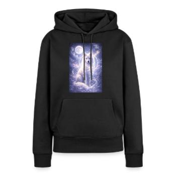 Autocollant Mystique Loup Lune Animal Fantastique Spirituel - Sweat à capuche Premium bio Femme - noir - Devant - Julia (174cm)