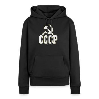 Design CCCP dans le style des années 80, sac rétro - Sweat à capuche Premium bio Femme - noir - Devant - Julia (174cm)