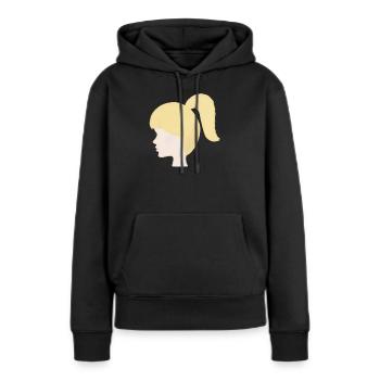 Poupée jouet à queue de cheval blonde - Sweat à capuche Premium bio Femme - noir - Devant - Julia (174cm)