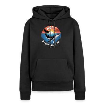 Hope/ Timmy der Wal in der Ostsee - Frauen Premium Bio Hoodie - Schwarz - Vorne - Julia (174cm)