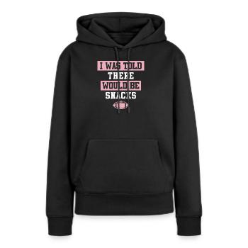 On m’a dit : Il y aurait des en-cas - Sweat à capuche Premium bio Femme - noir - Devant - Julia (174cm)