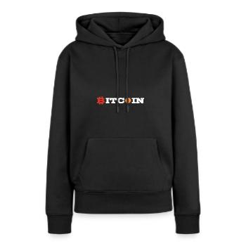 Bitcoin - Sweat à capuche Premium bio Femme - noir - Devant - Julia (174cm)