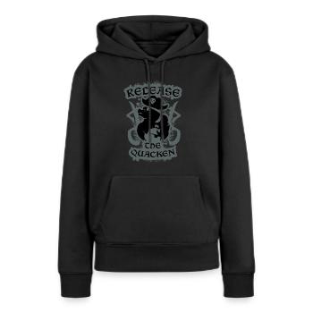 Libérez le charlatan - Sweat à capuche Premium bio Femme - noir - Devant - Julia (174cm)