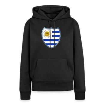 Uruguay (manteau des bras) - Sweat à capuche Premium bio Femme - noir - Devant - Julia (174cm)