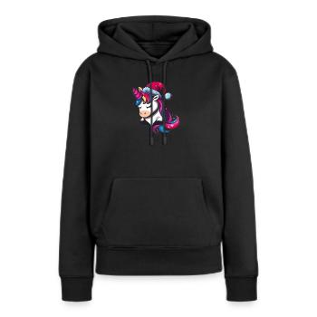 Festliches Einhorn - Frauen Premium Bio Hoodie - Schwarz - Vorne - Julia (174cm)