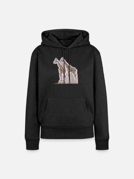 Kunstdruck Giraffen frei farbig - Frauen Premium Bio Hoodie - Schwarz