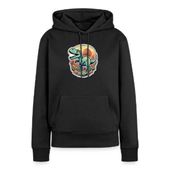 Karikatur-Dinosaurier - Frauen Premium Bio Hoodie - Schwarz - Vorne - Julia (174cm)