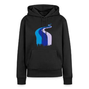Farbfluss, Fluss, Flow, Fahne - Frauen Premium Bio Hoodie - Schwarz - Vorne - Julia (174cm)