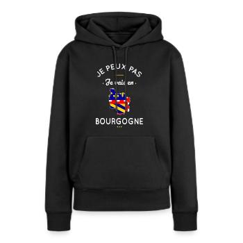 Je peux pas je vais en Bourgogne - Sweat à capuche Premium bio Femme - noir - Devant - Julia (174cm)