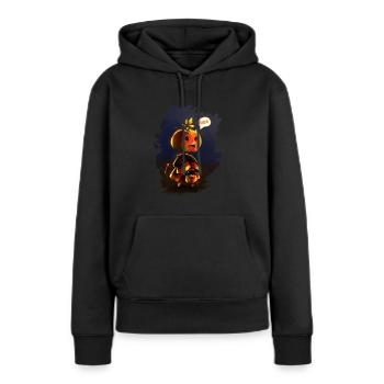 Halloween enfant citrouille - tricks or treats - Sweat à capuche Premium bio Femme - noir - Devant - Julia (174cm)