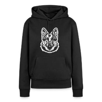 Schäferhund Hund Hundekopf - Frauen Premium Bio Hoodie - Schwarz - Vorne - Julia (174cm)