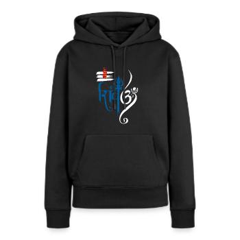 Grand texte de Shiva sanskrit - Sweat à capuche Premium bio Femme - noir - Devant - Julia (174cm)