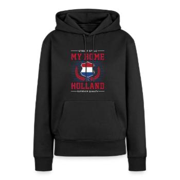 Ma Hollande d’origine - Sweat à capuche Premium bio Femme - noir - Devant - Julia (174cm)