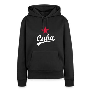 CUBA A - Sweat à capuche Premium bio Femme - noir - Devant - Julia (174cm)