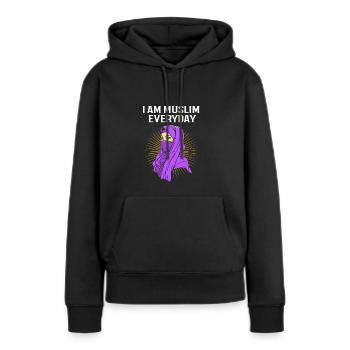 Muslim Islam Moslem Muslima Eid Mubarak - Frauen Premium Bio Hoodie - Schwarz - Vorne - Julia (174cm)
