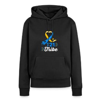 Down Syndrom - Frauen Premium Bio Hoodie - Schwarz - Vorne - Julia (174cm)