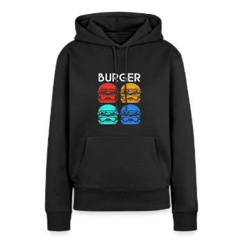 Cheeseburger - Sweat à capuche Premium bio Femme - noir - Devant - Julia (174cm)