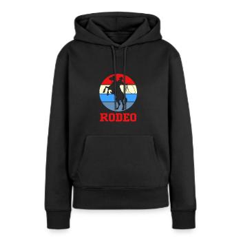 Rodéo - Sweat à capuche Premium bio Femme - noir - Devant - Julia (174cm)