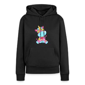 Licorne vaudou - Sweat à capuche Premium bio Femme - noir - Devant - Julia (174cm)