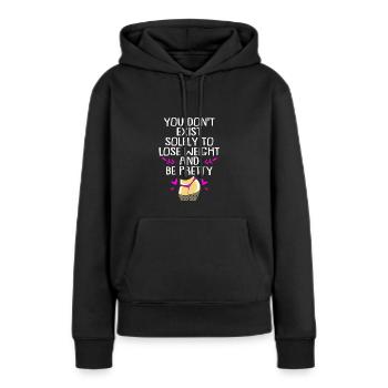 Positivité corporelle - Sweat à capuche Premium bio Femme - noir - Devant - Julia (174cm)