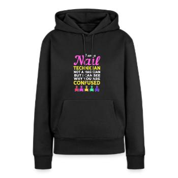 Créatrice d'ongles, esthéticienne, cosmétique pour les ongles - Sweat à capuche Premium bio Femme - noir - Devant - Julia (174cm)