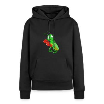 Sauterelle - Sweat à capuche Premium bio Femme - noir - Devant - Julia (174cm)