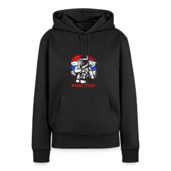 Boxe Muay Thai - Sweat à capuche Premium bio Femme - noir - Devant - Julia (174cm)