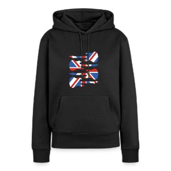 Angleterre - Sweat à capuche Premium bio Femme - noir - Devant - Julia (174cm)
